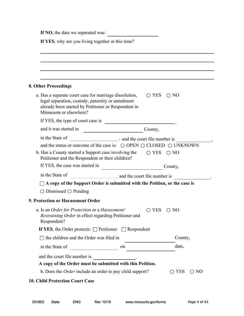 Form DIV902 Answer and Counterpetition for Dissolution of Marriage With Children - Minnesota, Page 4