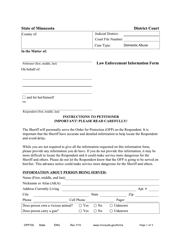 Form OFP105 Law Enforcement Information Form - Minnesota