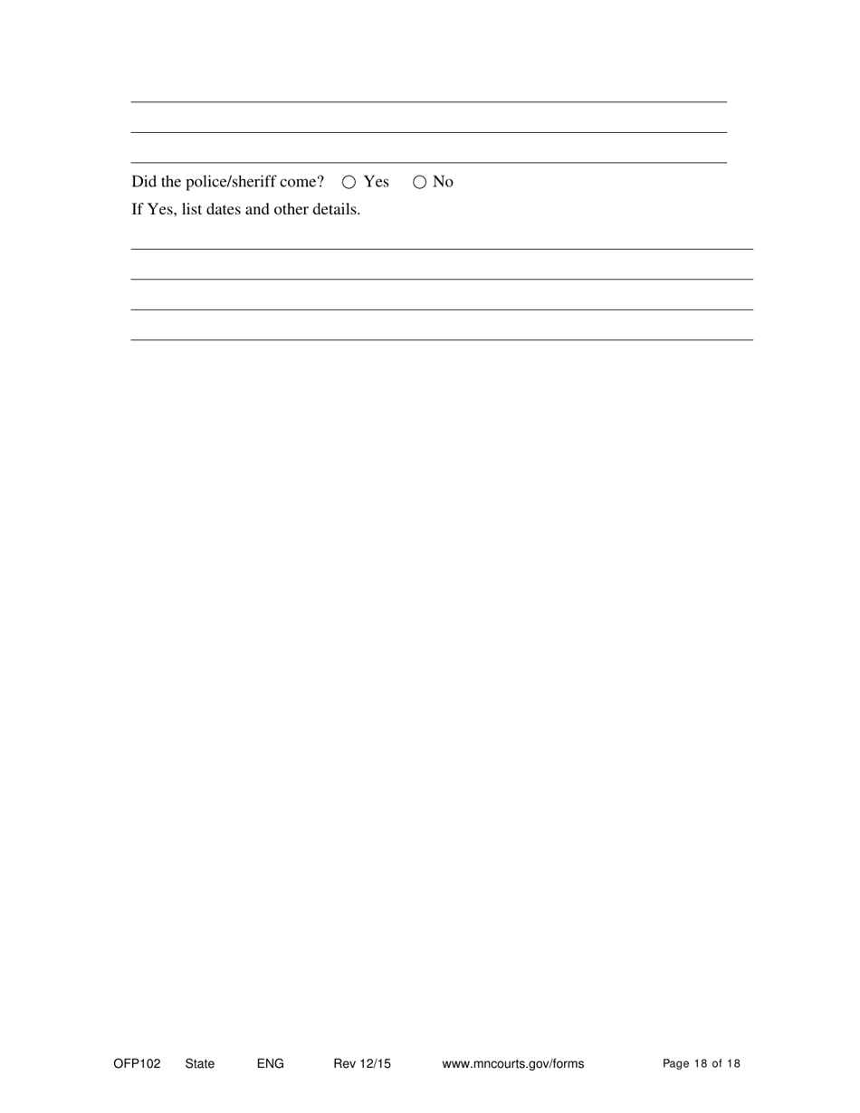 Form OFP102 Petitioners Affidavit and Petition for Order for Protection - Minnesota, Page 18