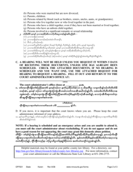 Form OFP201 &quot;Petitioner's Affidavit and Petition for Order of Protection&quot; - Minnesota (English/Karen), Page 2