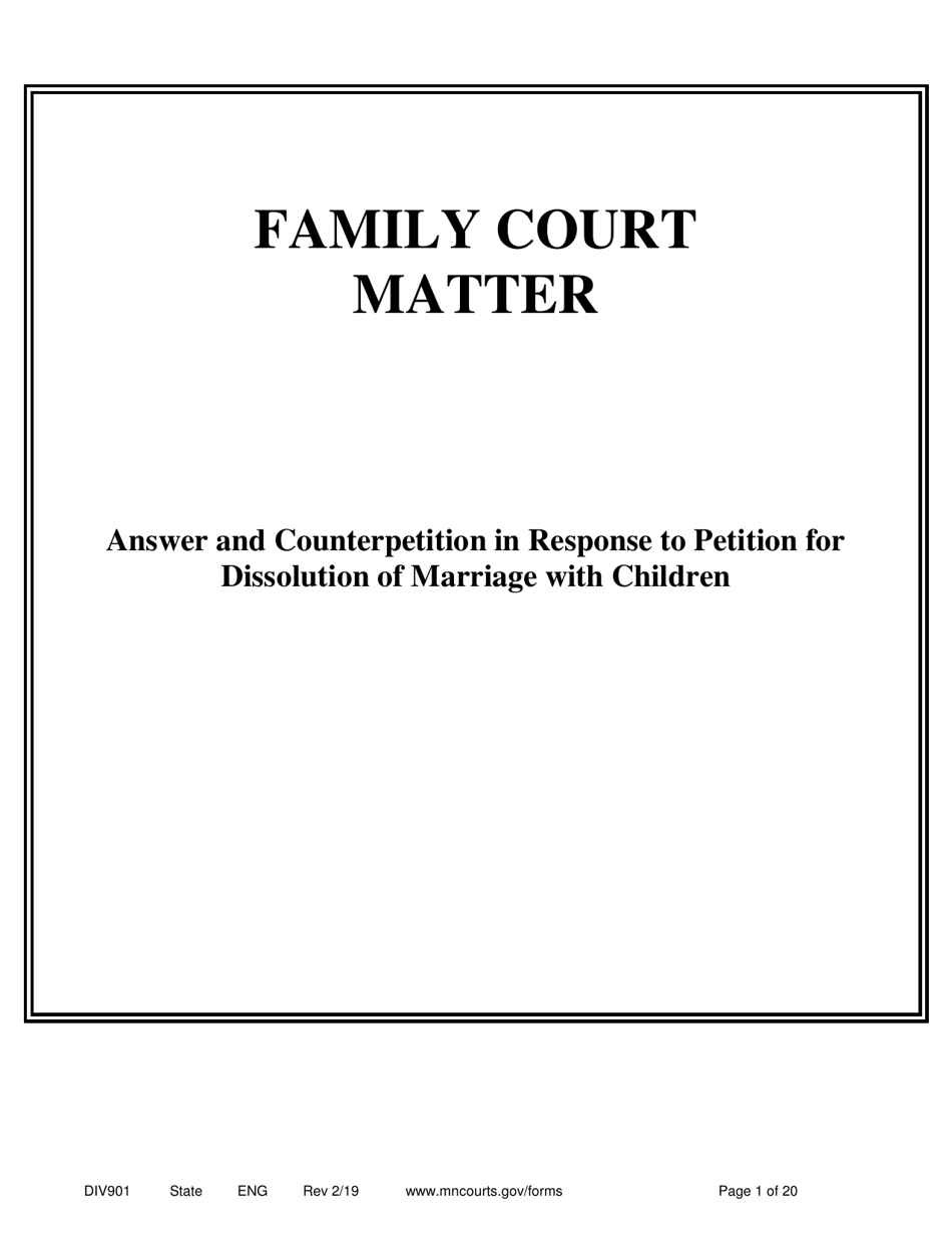 Instructions for Form DIV902 Answer and Counter Petition - Minnesota, Page 1