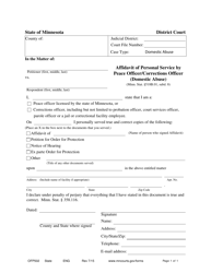 Document preview: Form OFP502 Affidavit of Personal Service by Peace Officer/Corrections Officer (Domestic Abuse) - Minnesota