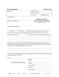 Document preview: Form OFP301 Affidavit and Order to Show Cause for Contempt - Minnesota