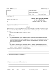 Form OFP501 Affidavit and Order for Alternate Service or Publication - Minnesota