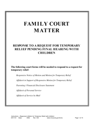 Document preview: Form DIV1101 Response to a Request for Temporary Relief Pending Final Hearing With Children - Minnesota
