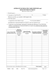 Form FAM403 Affidavit of Health Care Expenses and Demand for Payment - Minnesota