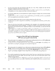 Instructions for Form OFP102 Petitioner's Affidavit and Petition for Order for Protection - Minnesota (English/Karen), Page 7