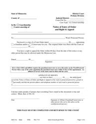 Form GAC9-U Notice of Entry of Order and Right to Appeal - Minnesota