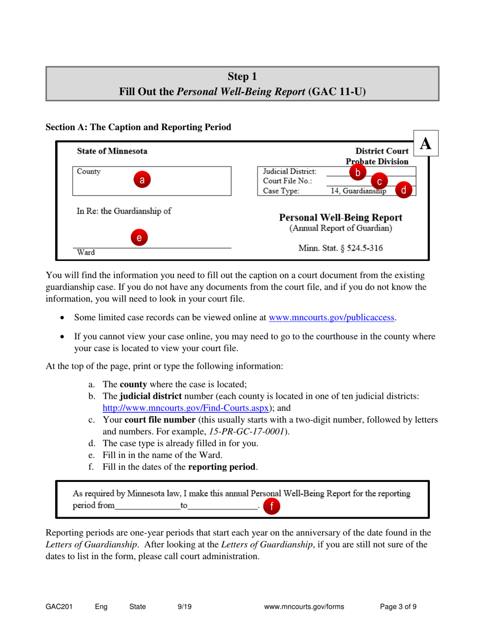 Form GAC201 Annual Reporting for Guardians - Minnesota, Page 3