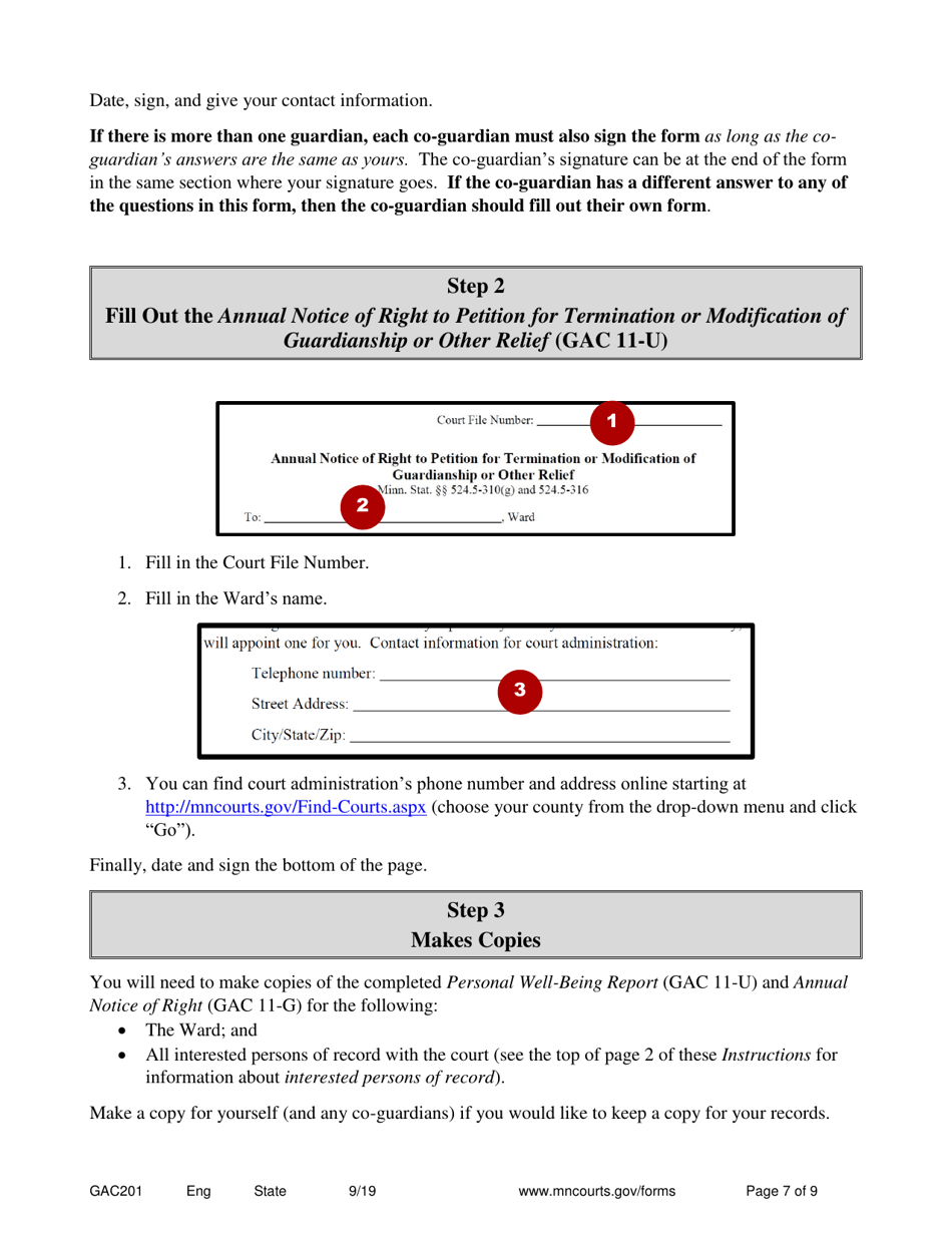 Form GAC201 Annual Reporting for Guardians - Minnesota, Page 7
