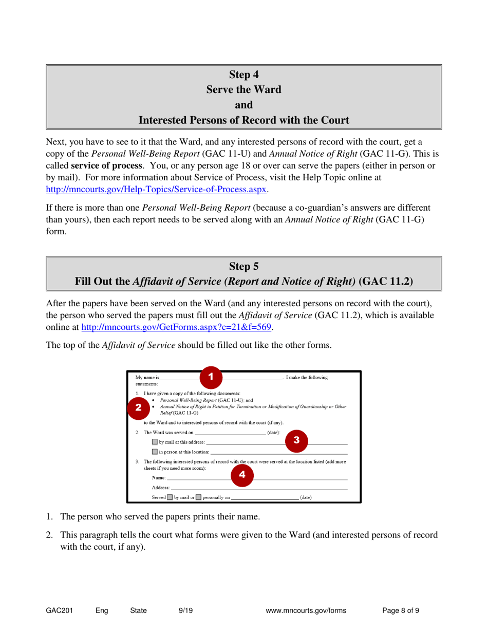 Form GAC201 Annual Reporting for Guardians - Minnesota, Page 8