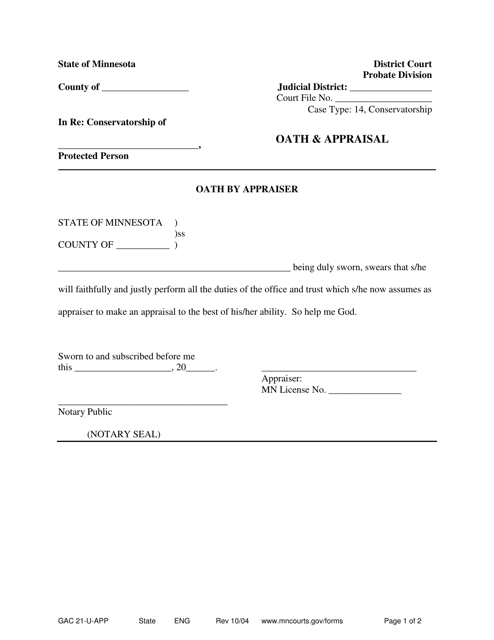 Form GAC21-U-APP  Printable Pdf