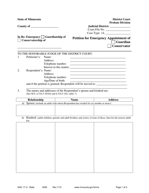 Form GAC17-U  Printable Pdf