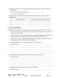 Form HAR102 Petition for Harassment Restraining Order - Minnesota, Page 4