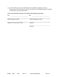 Form HOU802 Settlement Agreement - Minnesota, Page 2