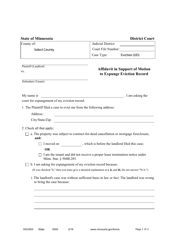Form HOU503 Affidavit in Support of Motion for Expungement of Eviction Record - Minnesota