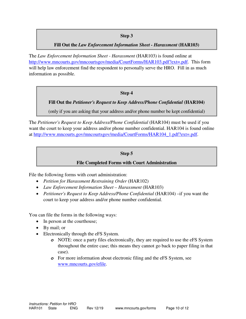 Instructions for Form HAR102, HAR103, HAR104 - Minnesota, Page 10