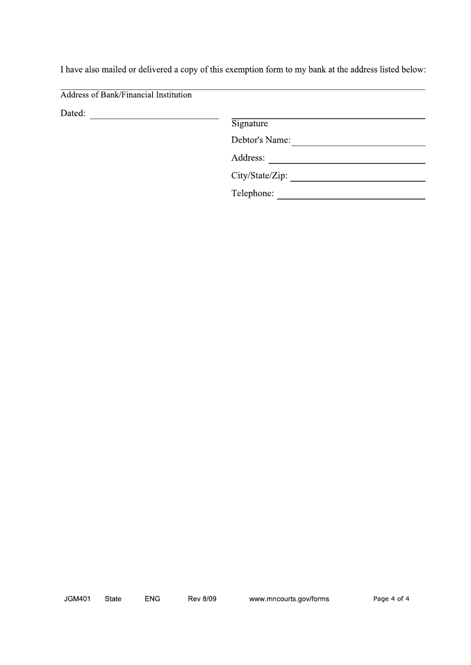 Form JGM401 Exemption Form - Minnesota, Page 4