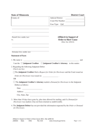 Form JGM303 Affidavit in Support of Order to Show Cause - Minnesota