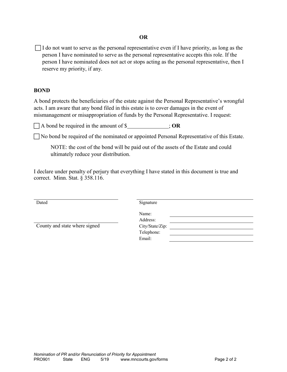 Form PRO901 - Fill Out, Sign Online and Download Printable PDF ...