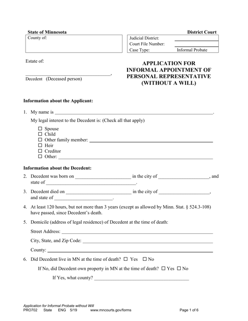 Form PRO702  Printable Pdf