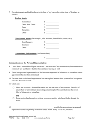 Form PRO702 Application for Informal Appointment of Personal Representative (Without a Will) - Minnesota, Page 2