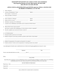 Application for Registration and License Under the Animal and Poultry by-Products Disposal Act of 1964 - Mississippi, Page 2