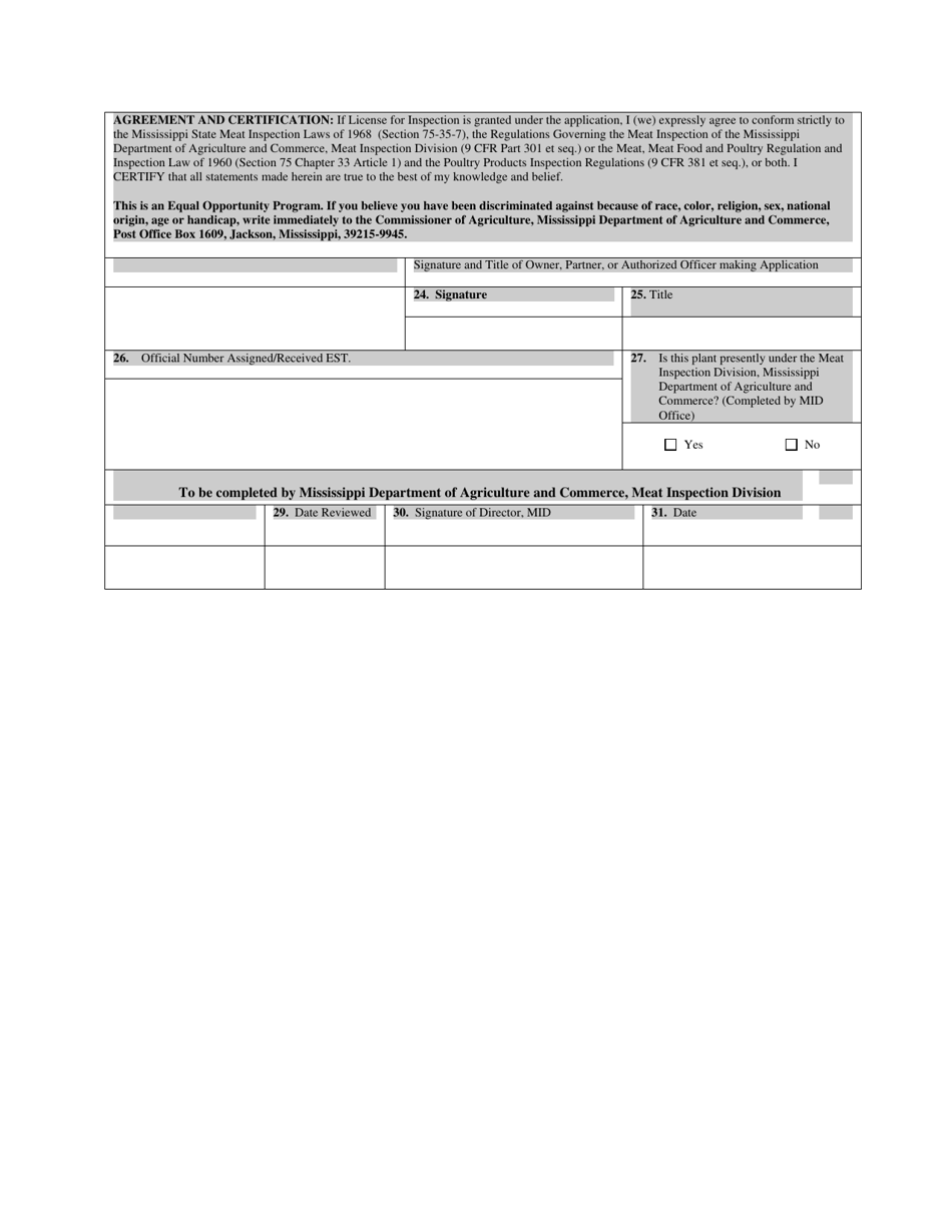 Application for State Meat and Poultry Inspection - Mississippi, Page 4