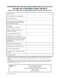 Air SOC Form 2014.1 Start of Construction Notice - Mississippi