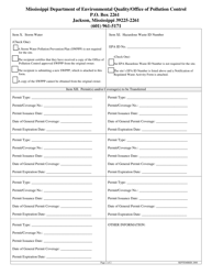 Request for Transfer of Permit, General Permit Coverage and/or Name Change - Mississippi, Page 2
