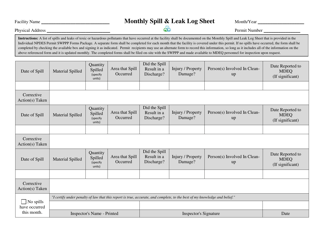 Document preview: Monthly Spill & Leak Log Sheet - Mississippi