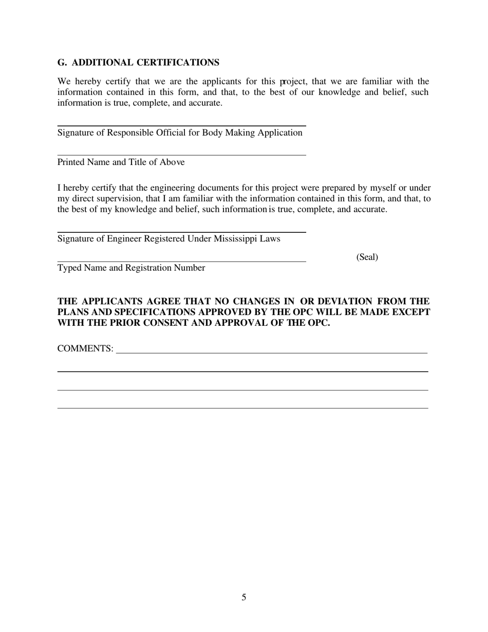 Wastewater Project Information Sheet - Mississippi, Page 5