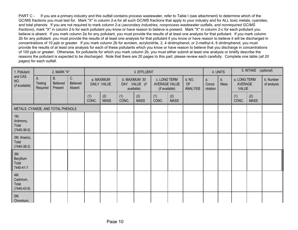 Form 2-P Application for a State Operating Pretreatment Permit - Mississippi, Page 10
