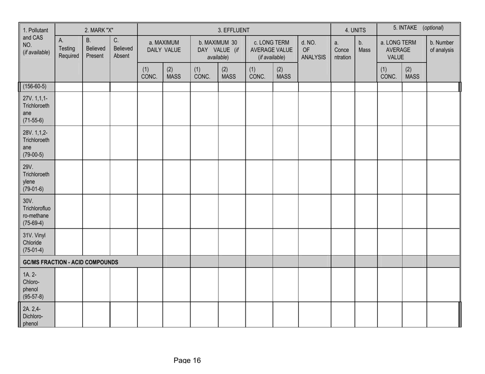 Form 2-P Application for a State Operating Pretreatment Permit - Mississippi, Page 16