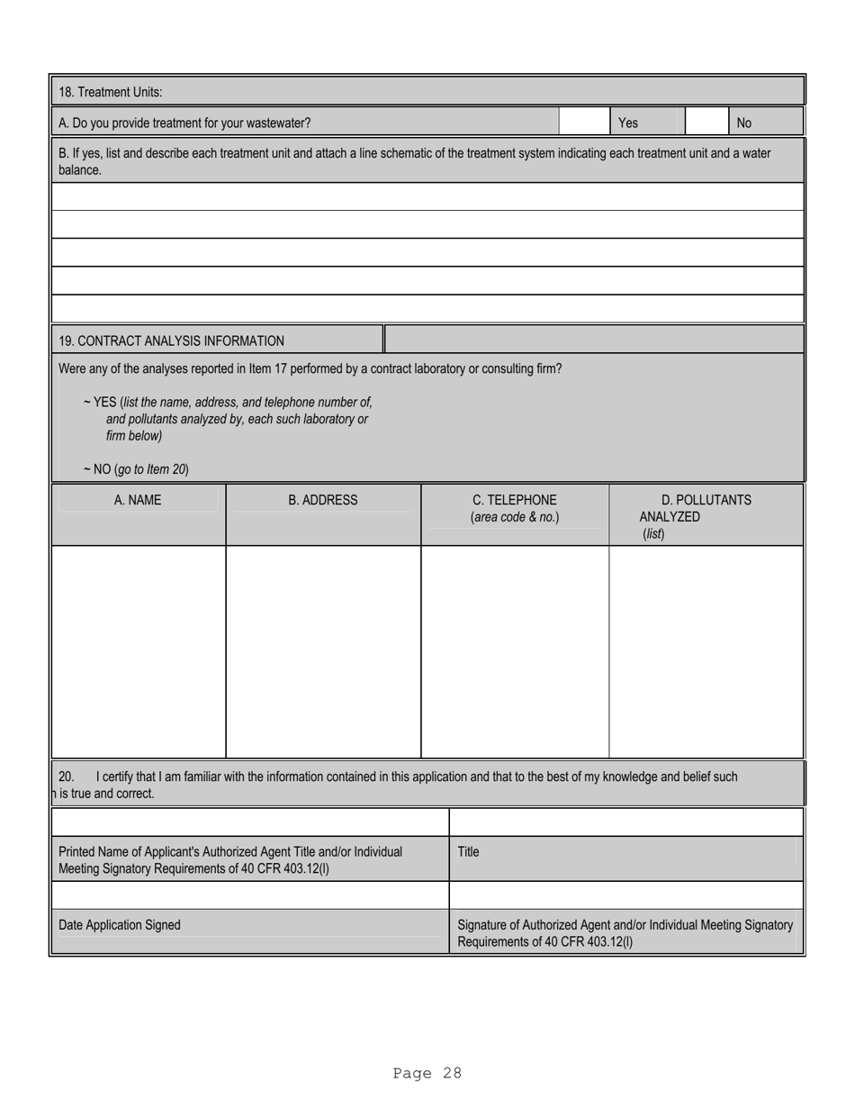 Form 2-P Application for a State Operating Pretreatment Permit - Mississippi, Page 28