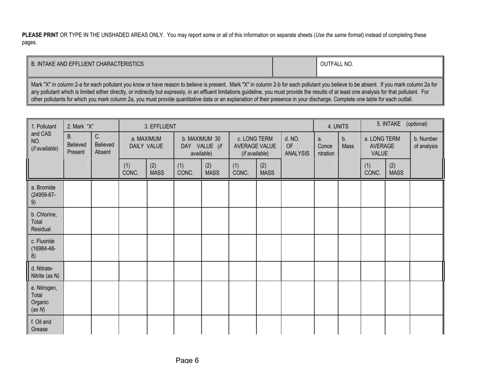 Form 2-P Application for a State Operating Pretreatment Permit - Mississippi, Page 6