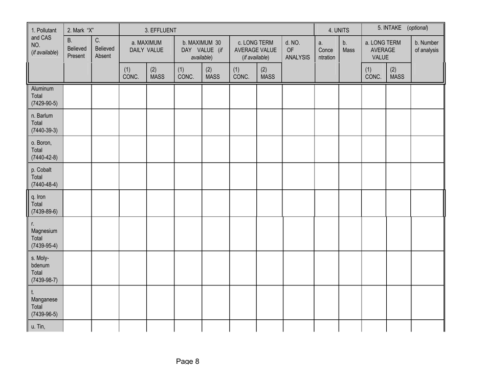 Form 2-P Application for a State Operating Pretreatment Permit - Mississippi, Page 8