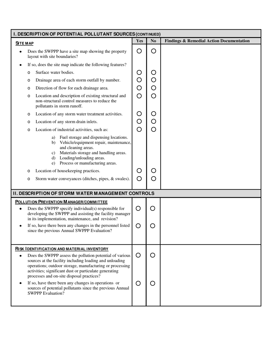 Individual Npdes Storm Water Permit Annual Swppp Evaluation Form (For Industrial Storm Water Activity) - Mississippi, Page 2