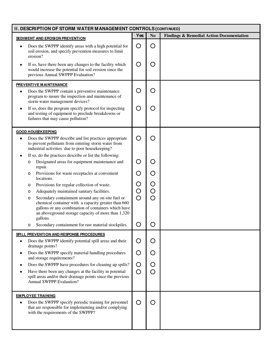 Individual Npdes Storm Water Permit Annual Swppp Evaluation Form (For Industrial Storm Water Activity) - Mississippi, Page 3