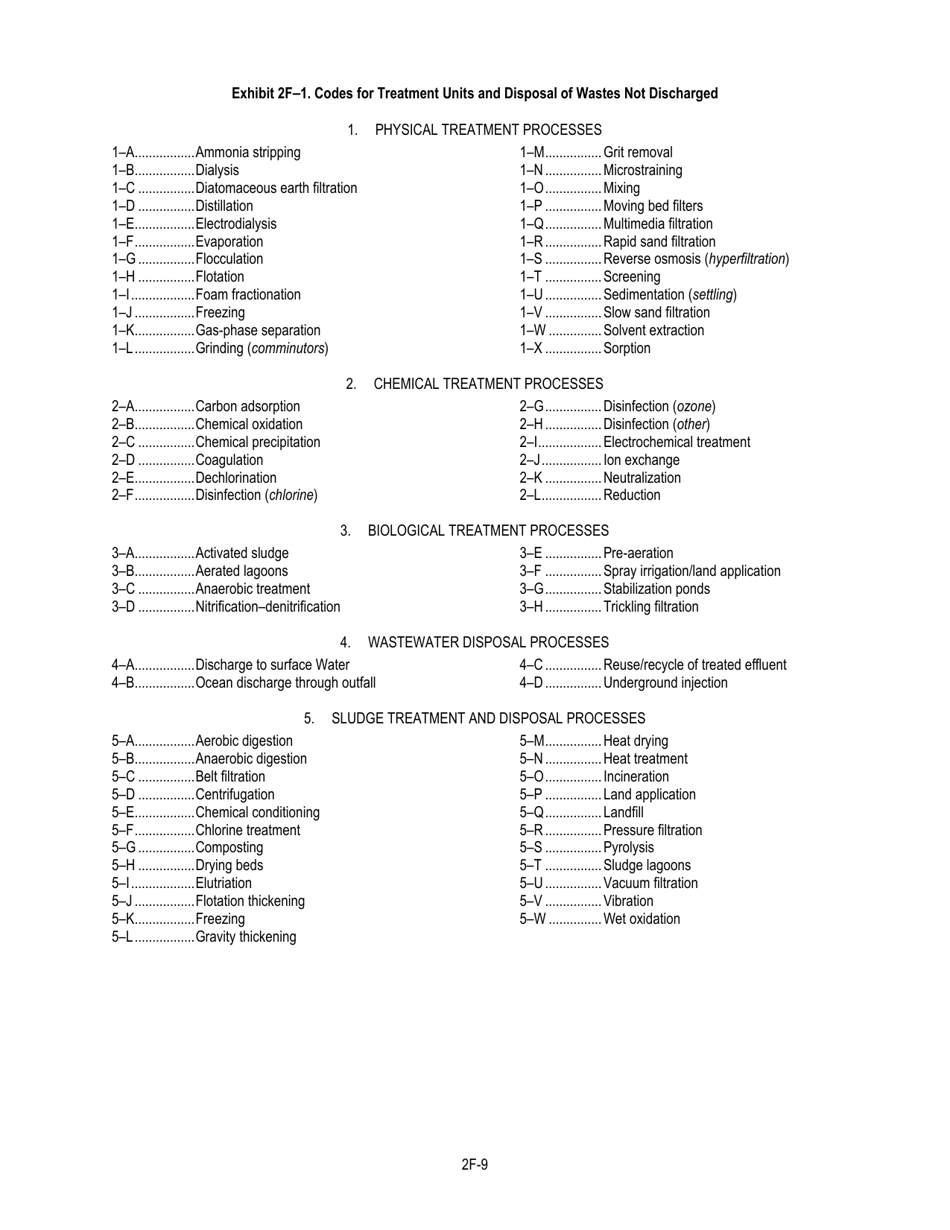 NPDES Form 2F (EPA Form 3510-2F) Application for Npdes Permit to Discharge Wastewater, Page 11