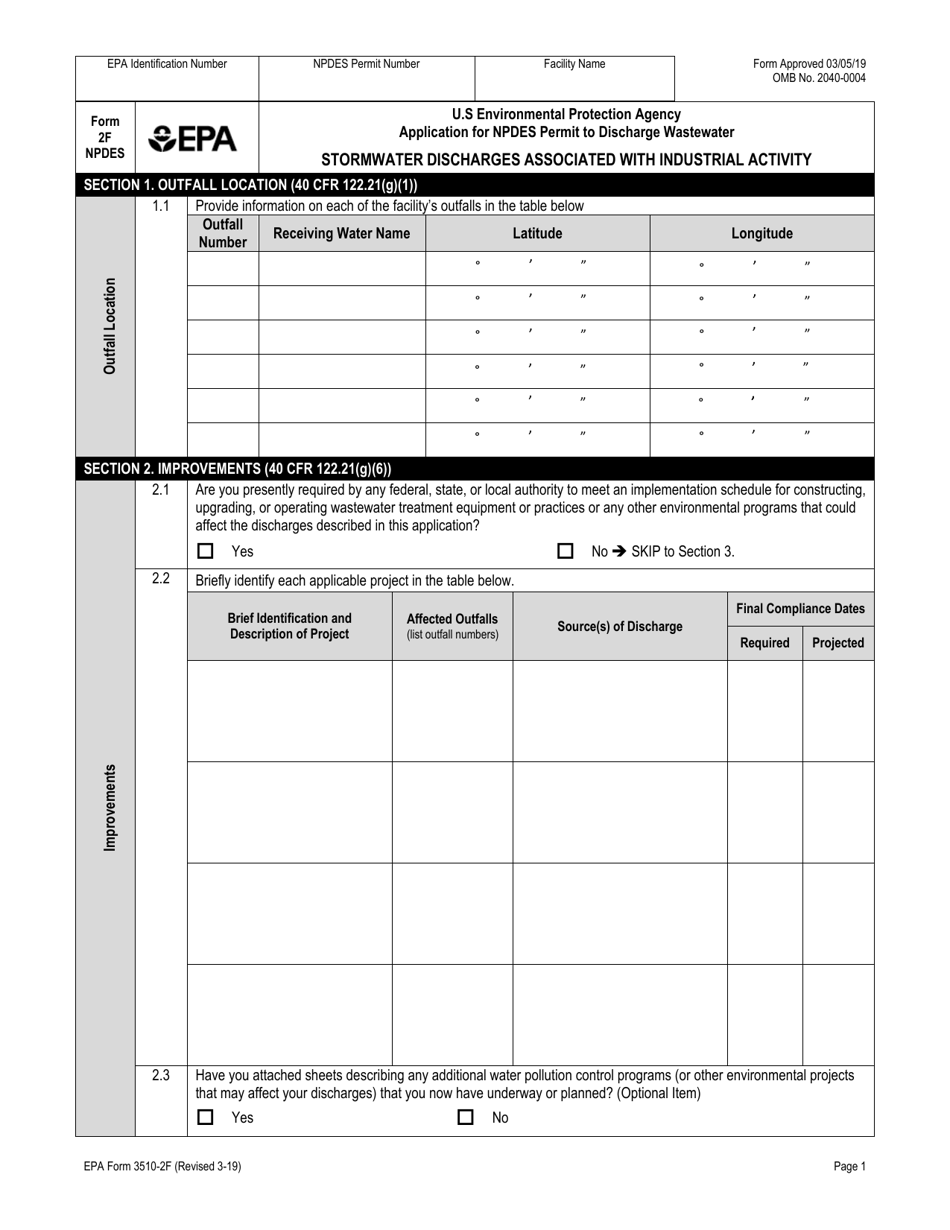 NPDES Form 2F (EPA Form 3510-2F) Application for Npdes Permit to Discharge Wastewater, Page 17