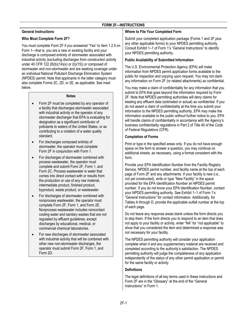 NPDES Form 2F (EPA Form 3510-2F) Application for Npdes Permit to Discharge Wastewater, Page 3