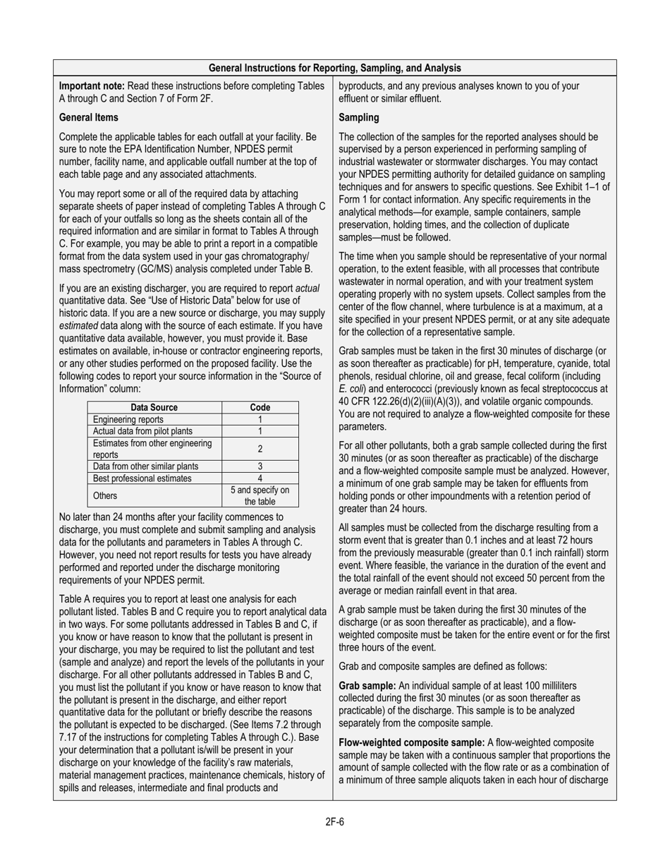 NPDES Form 2F (EPA Form 3510-2F) Application for Npdes Permit to Discharge Wastewater, Page 8