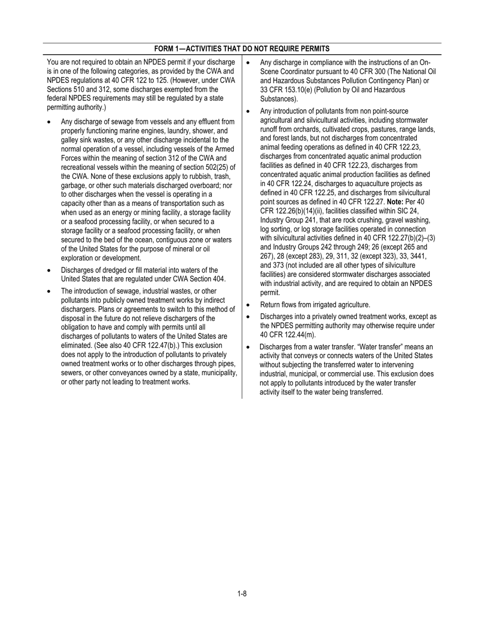 NPDES Form 1 (EPA Form 3510-1) Application for Npdes Permit to Discharge Wastewater, Page 10