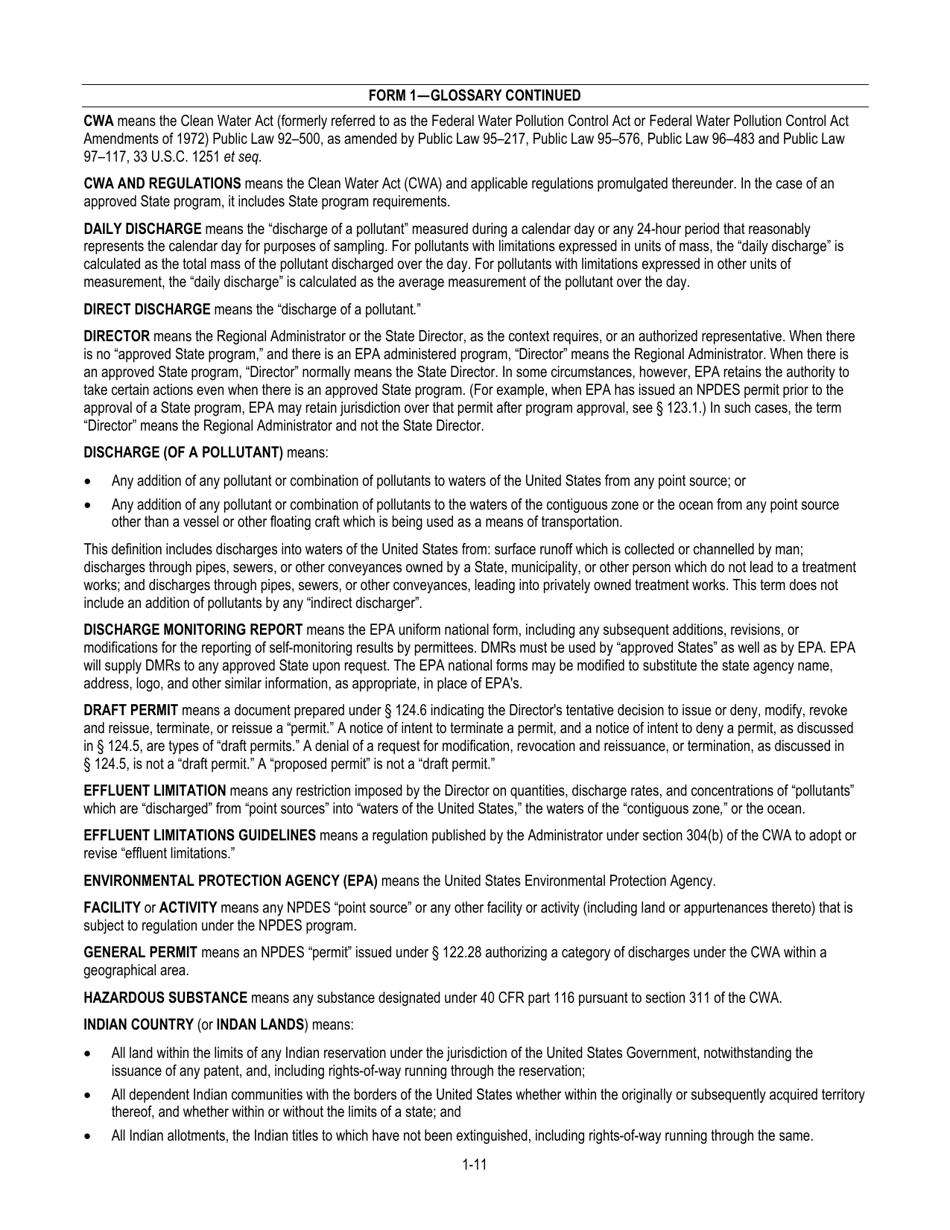 NPDES Form 1 (EPA Form 3510-1) Application for Npdes Permit to Discharge Wastewater, Page 13