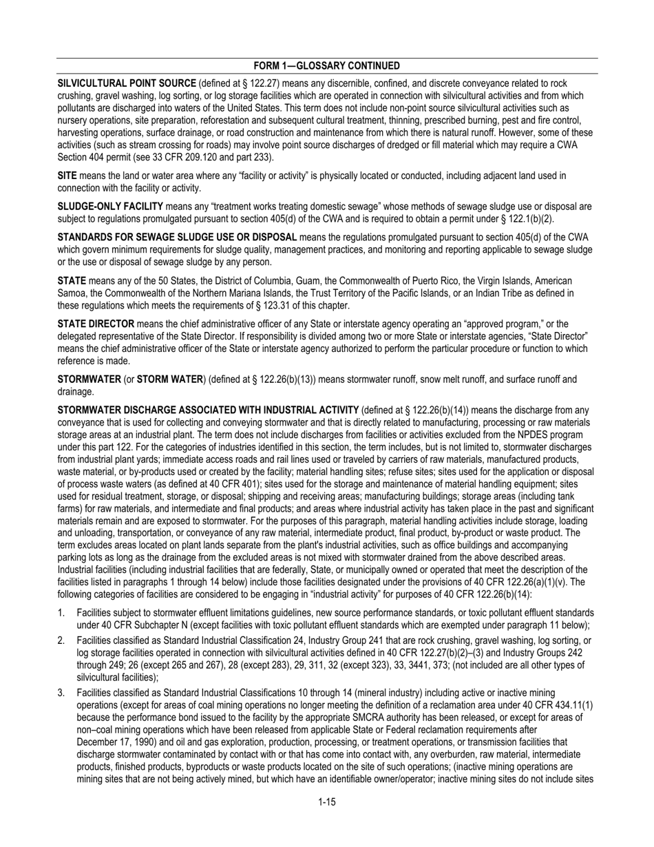 NPDES Form 1 (EPA Form 3510-1) Application for Npdes Permit to Discharge Wastewater, Page 17