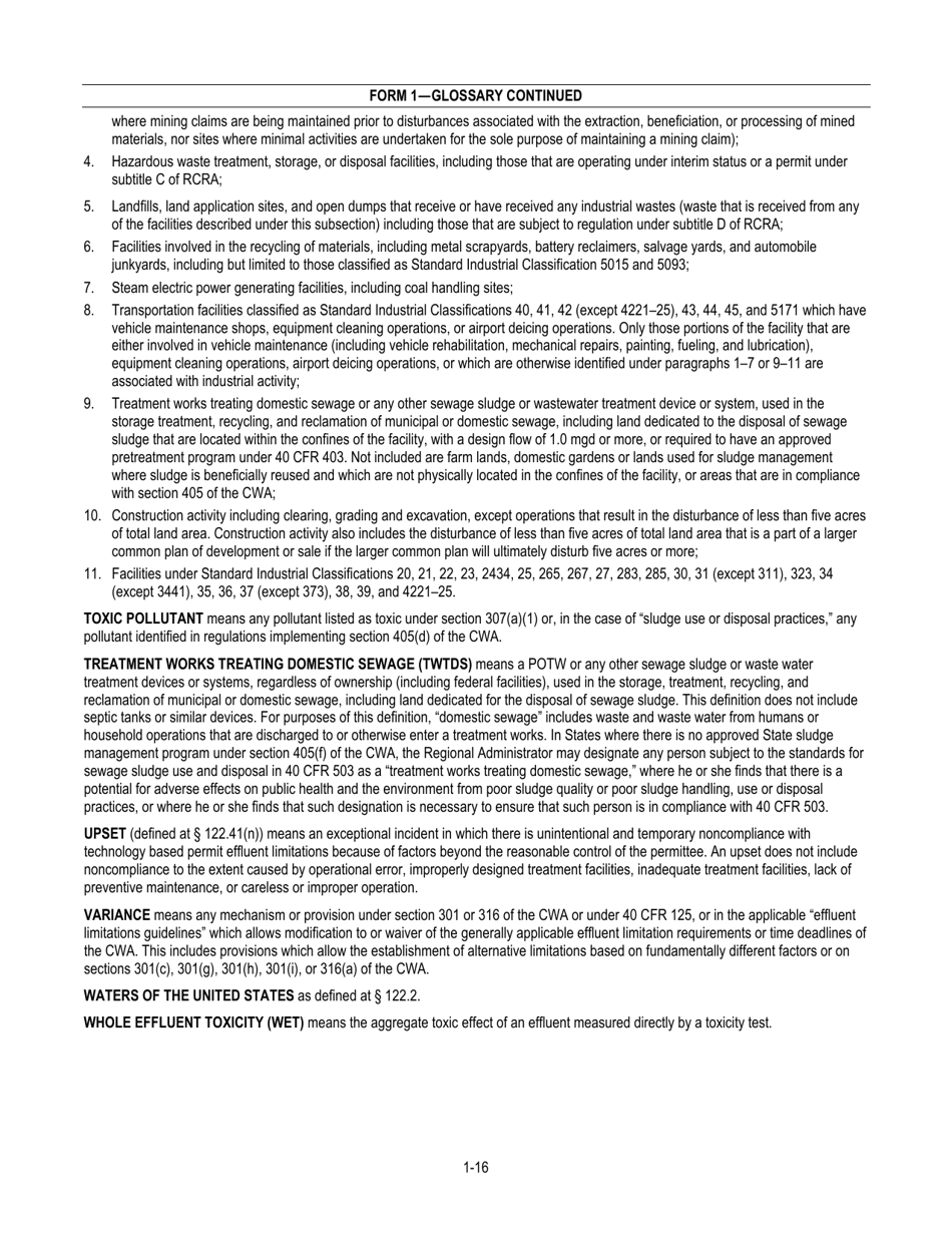 NPDES Form 1 (EPA Form 3510-1) Application for Npdes Permit to Discharge Wastewater, Page 18