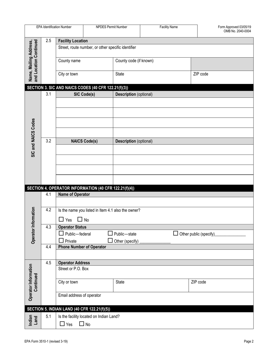 NPDES Form 1 (EPA Form 3510-1) Application for Npdes Permit to Discharge Wastewater, Page 20
