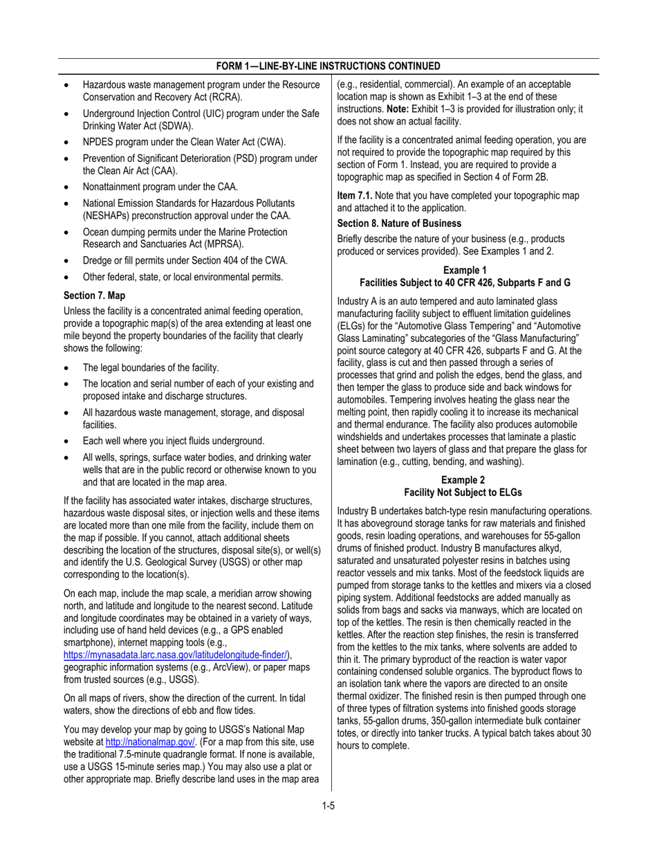 NPDES Form 1 (EPA Form 3510-1) Application for Npdes Permit to Discharge Wastewater, Page 7