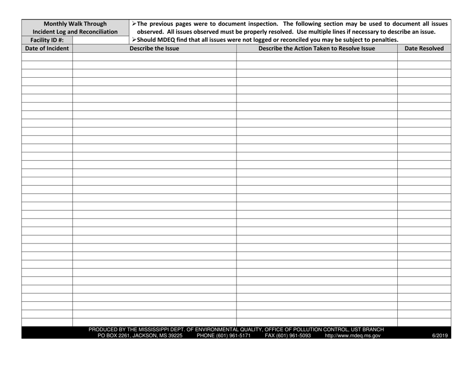 Monthly Walkthrough Inspection Checklist - Mississippi, Page 3